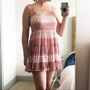 En Creme | Spaghetti Strap Mini Boho A-Line Dress